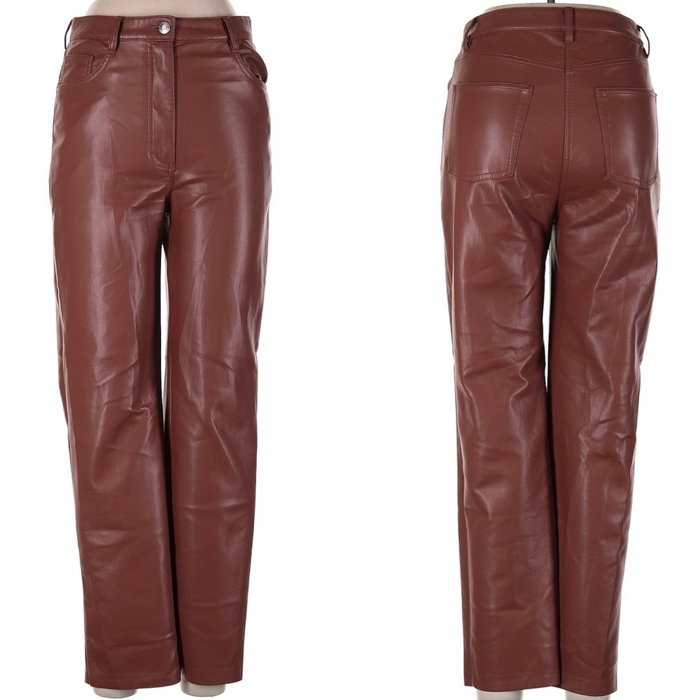Wilfred Aritzia Cognac Faux Leather Pants Sz4